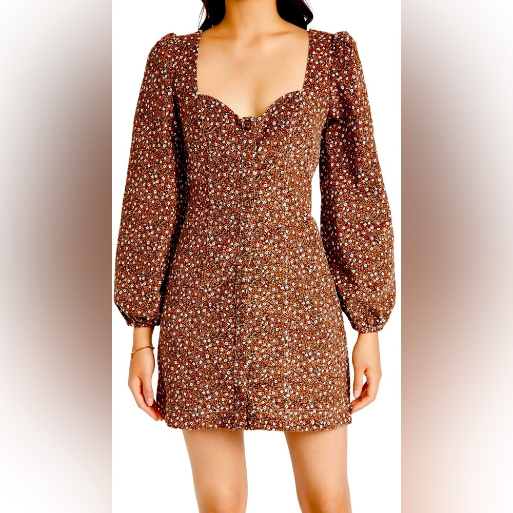 Free People Call Me Cord Mini Dress in Black Combo